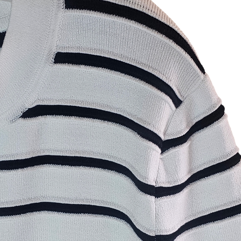Jones New York women's black/white V-neck 3/4 sleeves cardigan size M - Picture 5 of 7